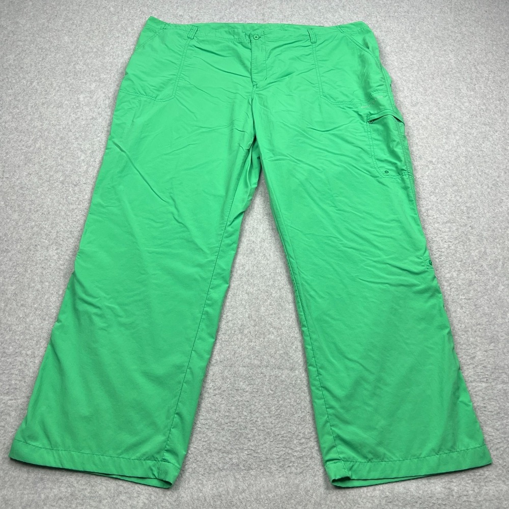Columbia PFG Pants Women's 24W Green Nylon Omni Shade Hiking Quick Dry
